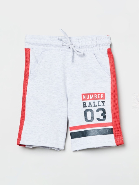 

max Boys Grey & Red Printed Regular Shorts