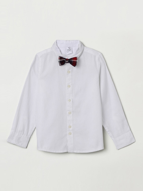 

max Boys White Regular Fit Solid Party Shirt