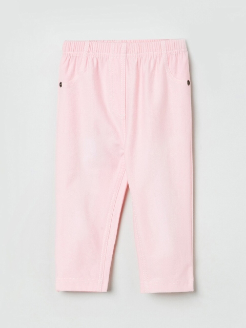 max Girls Pink Solid Jeggings