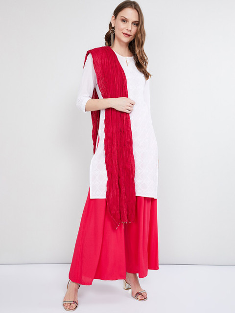 

max Fuchsia Pink Woven Design Dupatta