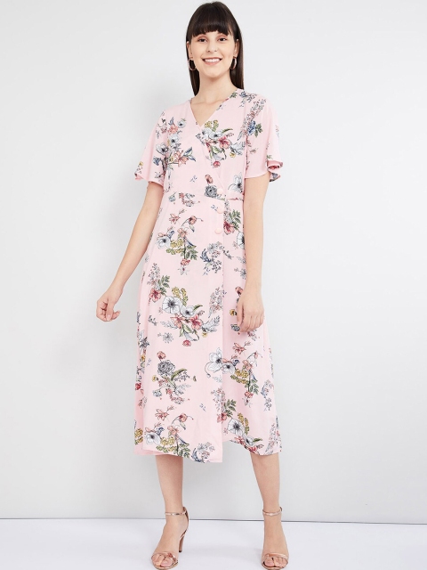 

max Women Pink Printed Wrap Dress