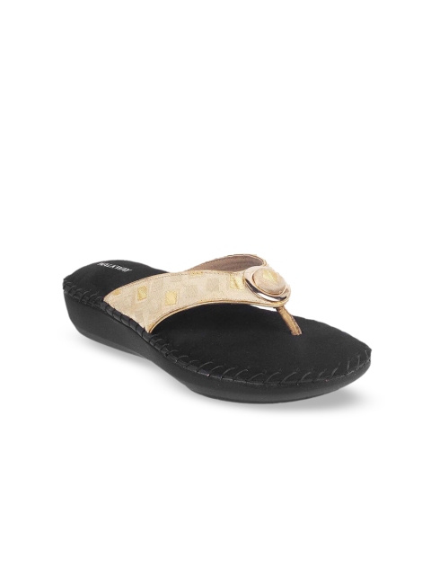 

WALKWAY Women Gold-Toned Textured Sandals
