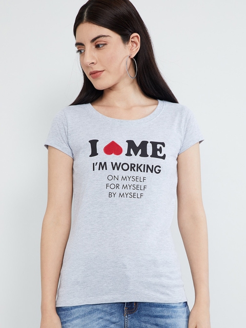 

max Women Grey Melange Printed Top