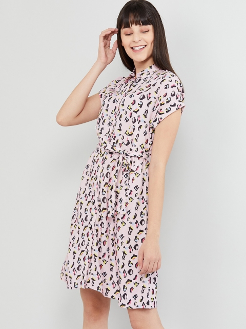 max Women Pink Printed Shirt Dress