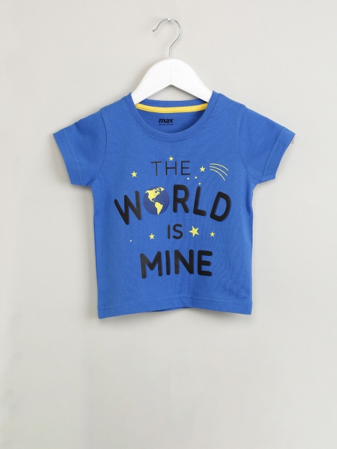 

max Boys Blue Printed Round Neck T-shirt