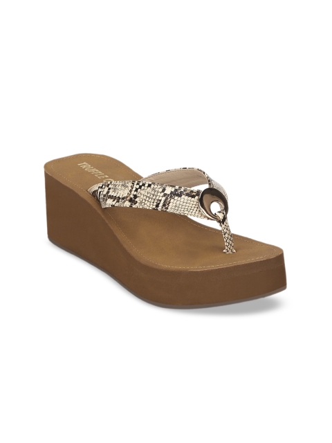 

Truffle Collection Women Beige & Brown Printed Sandals