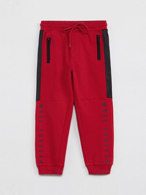 

max Boys Red Printed Slim-Fit Joggers