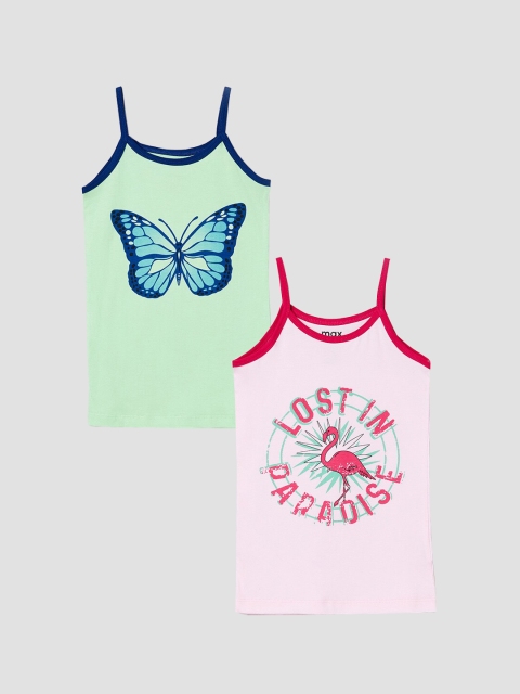 

max Girls Pack Of 2 Printed Camisoles NOS20SCIN02MULTI, Pink