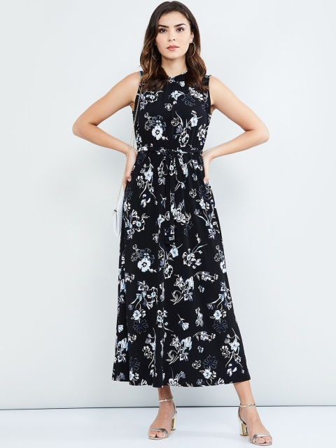 

max Women Black & White Floral Printed Maxi Dress
