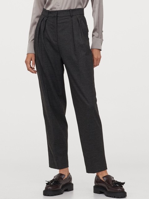 

H&M Women Black Tailored Trousers