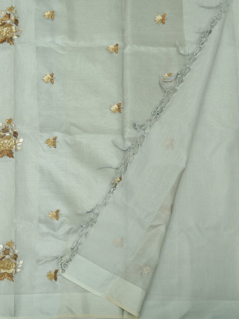 

Pothys Grey Embroidered Tissue Saree