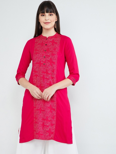 

max Women Fuchsia Pink Printed A-Line Kurta