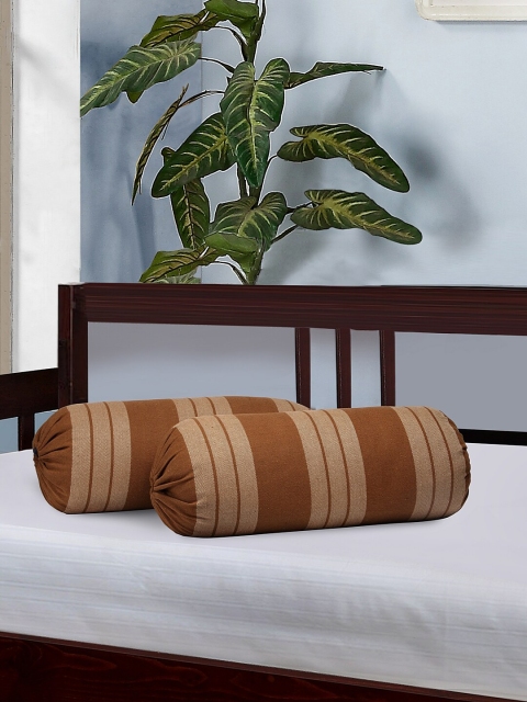

KLOTTHE Set Of 2 Brown & Beige Striped Bolster Covers