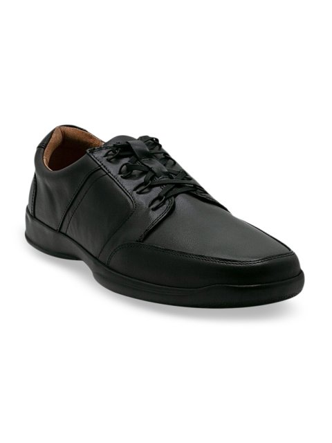 

KETHINI Men Black Solid Leather Formal Derbys