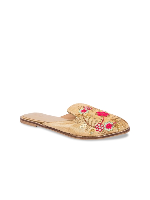 

Inc 5 Women Gold-Toned Embellished Mules