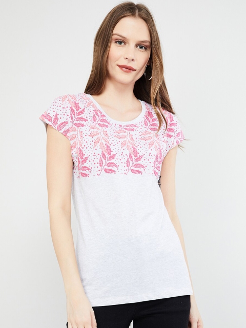 

max Women Grey & Pink Floral Print Top