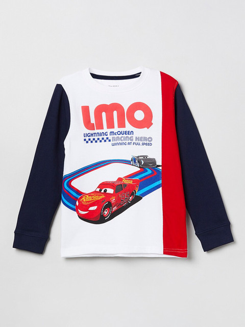 

max Boys White & Red Lightning McQueen Print T-shirt