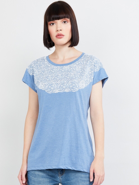 

max Women Blue Printed Top