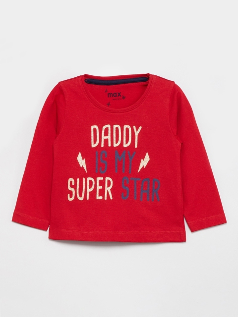 

max Girls Red & Blue Printed Round Neck T-shirt