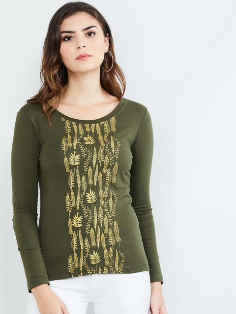 

max Women Olive Green Printed Top