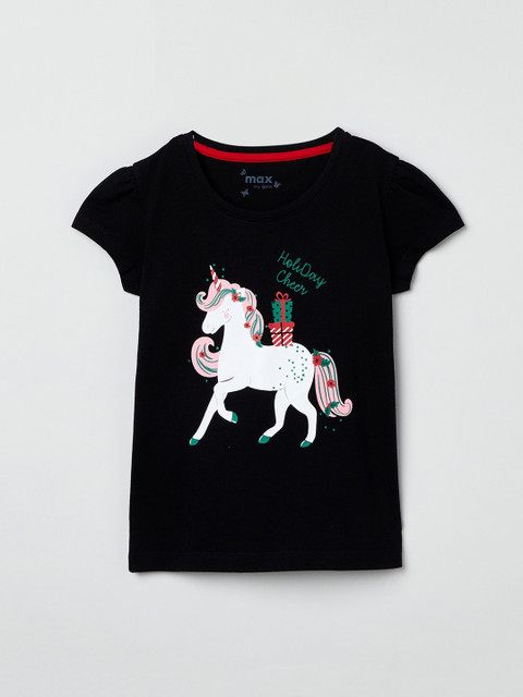

max Girls Black Printed Top