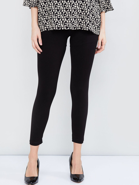 

max Women Black Solid Ankle-Length Leggings