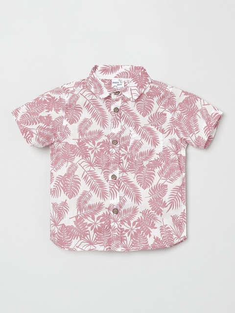 

max Boys White & Pink Tropical Print Casual Shirt