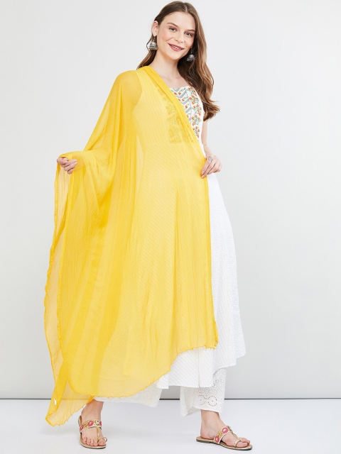 

max Yellow Solid Dupatta