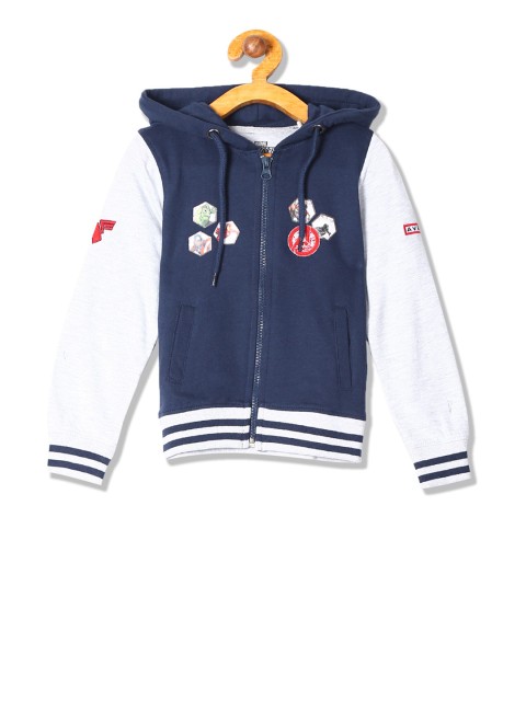 

Colt Boys Navy Blue & Off-White Printed Hooded Sweatshirt