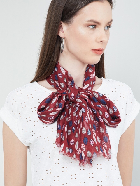 

max Women Maroon & Blue Printed Scarf