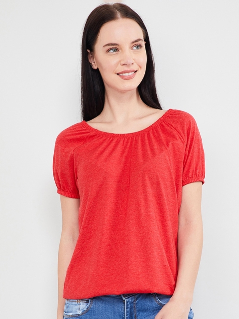 

max Women Red Solid Blouson Top