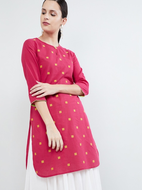 

max Women Fuchsia Printed Straight Kurta