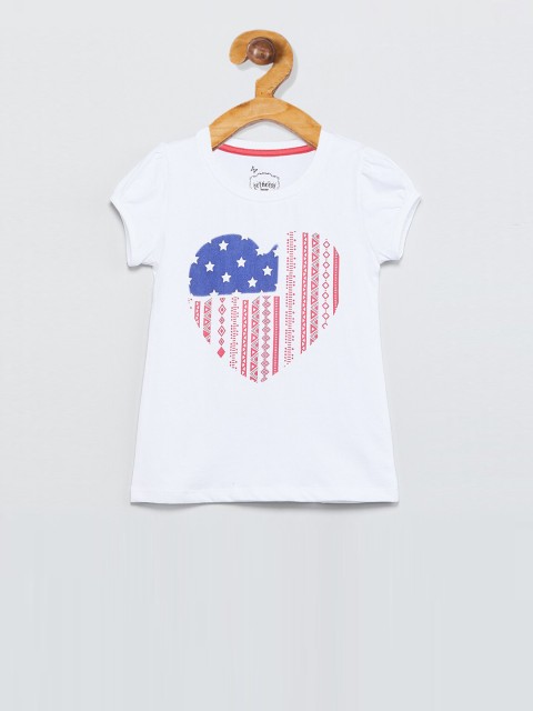 

max Girls White Printed Top