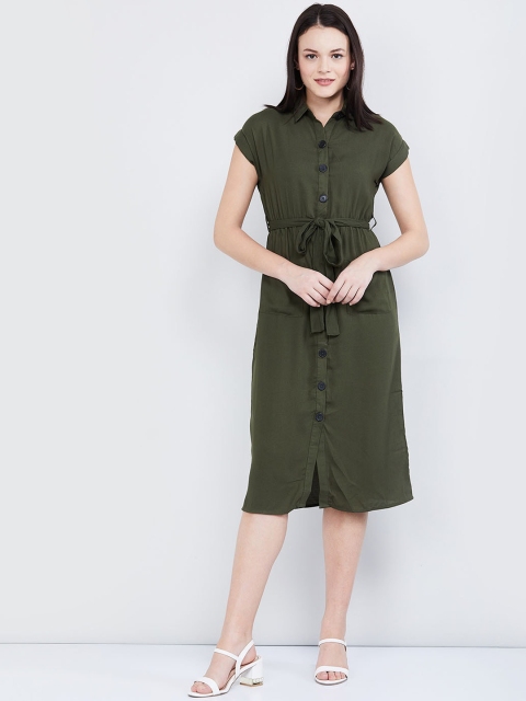 

max Women Green Striped Bodycon Dress
