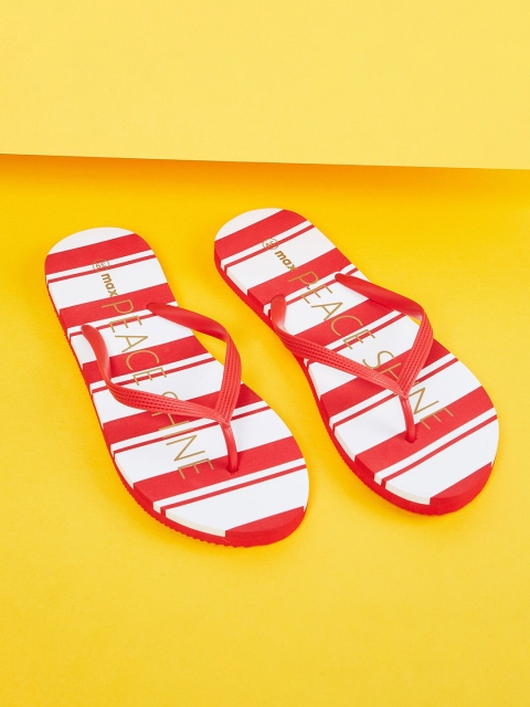 

max Women Red & Off-White Striped Thong Flip-Flops
