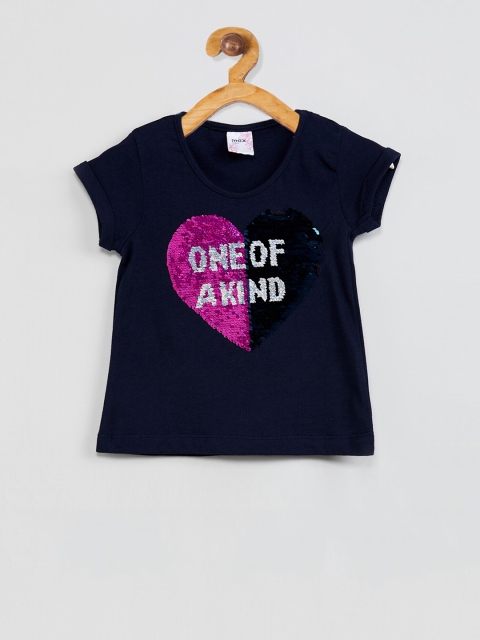

max Girls Blue Flip Sequinned A-Line Top