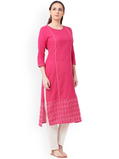 

IMARA Women Pink Printed A-Line Kurta