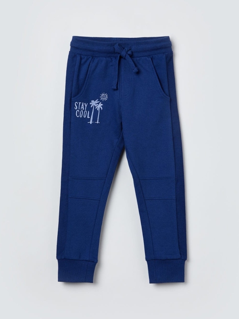 

max Boys Navy Blue Solid Slim-Fit Joggers