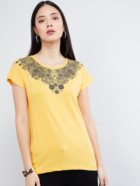 

max Women Yellow Printed Top