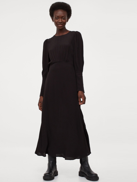 

H&M Women Black Solid Puff-Sleeved Dress