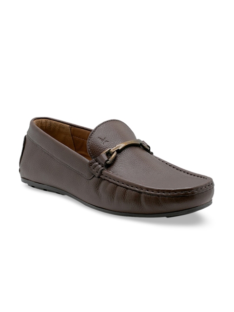 

KETHINI Men Brown Solid Leather Formal Loafers