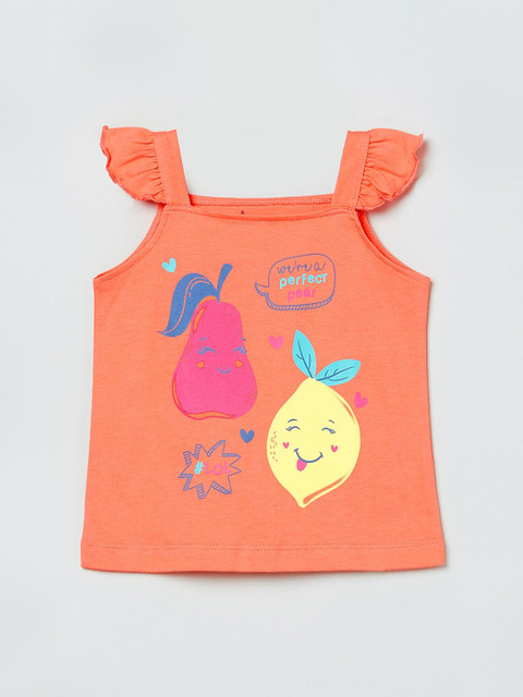 

max Girls Coral Printed Pure Cotton Top