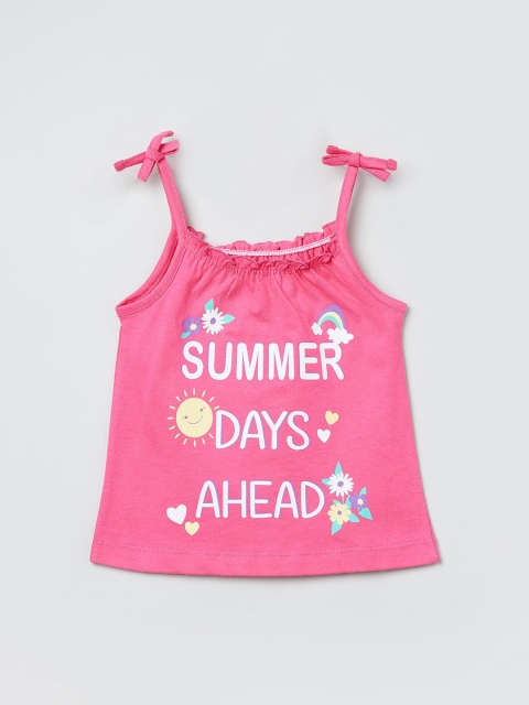 

max Girls Pink Printed A-Line Pure Cotton Top