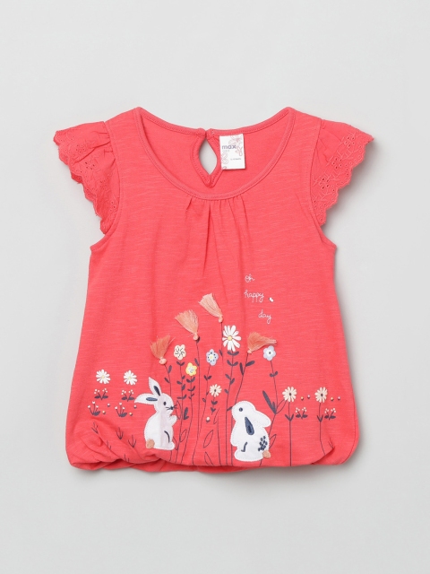 max Girls Red Printed A-Line Top