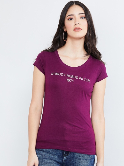 

max Women Purple Printed Top