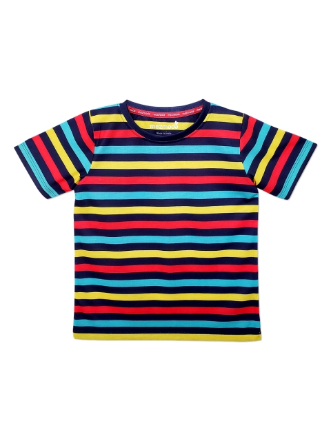 

mezmoda Boys Multicoloured Striped Round Neck T-shirt, Multi