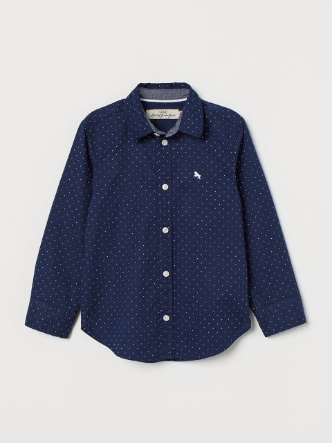 

H&M Men Navy Blue Cotton Shirt