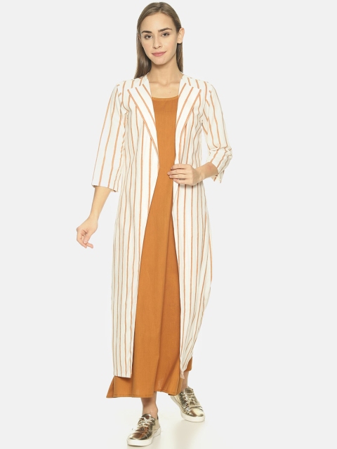 

NANGALIA RUCHIRA Women Orange Solid Maxi Dress With Jacket