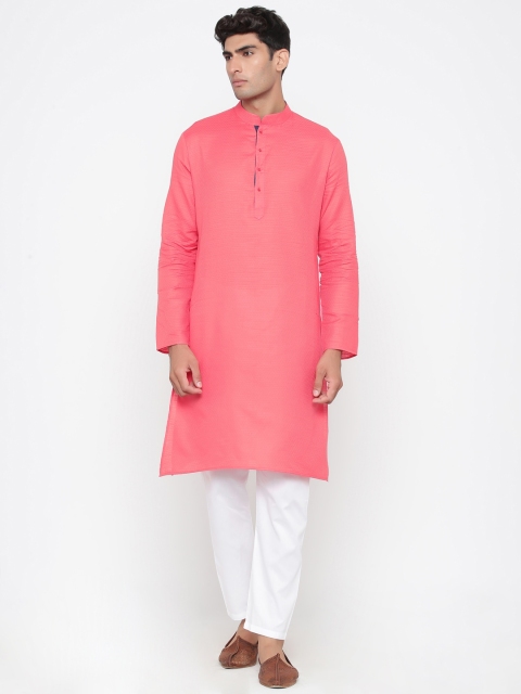

Tistabene Men Pink & White Solid Kurta with Pyjamas