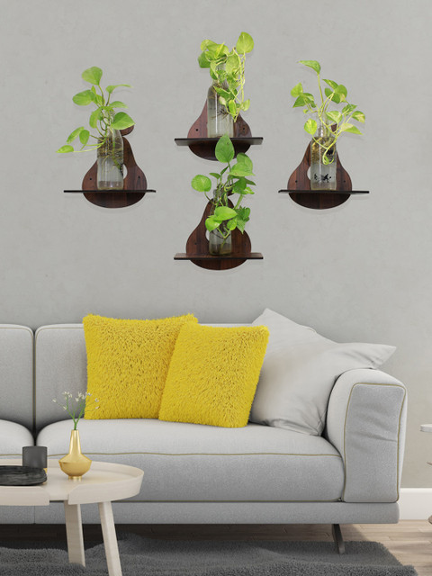 

RANDOM Coffee Brown Set of 4 MDF Basic Wall Shelf